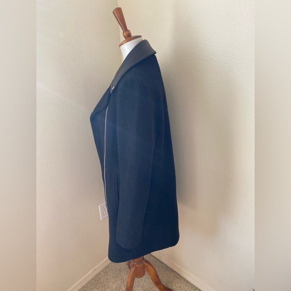 Club Monaco Women’s Wool & Leather Blend Moto Jacket Black Size Medium - Picture 2 of 7